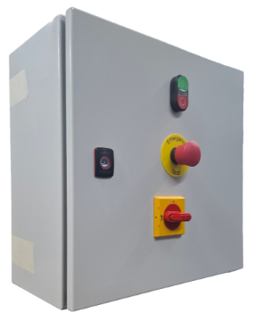 7.5kW Star Delta Starter with trip class 20 Photo of the outside of a 7.5kw star delta starter panel